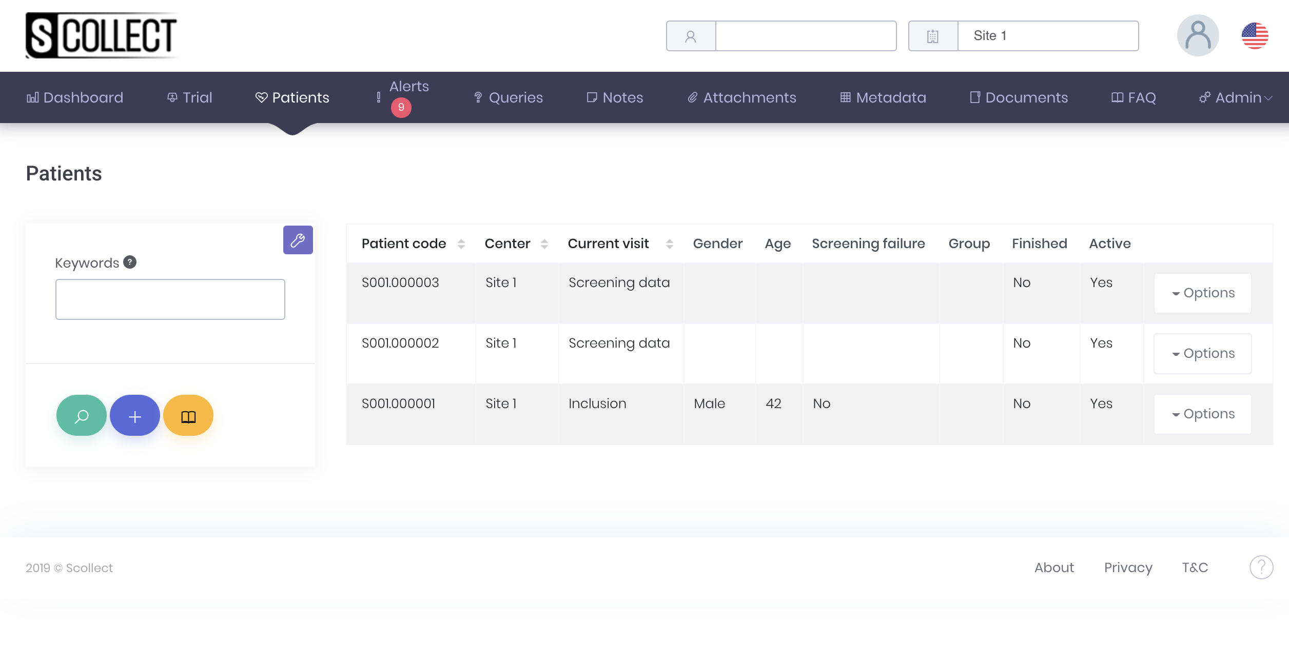 Patients list view